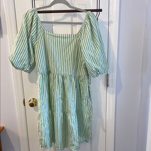 Beachlunchlounge green and white striped dress, sz. Small
